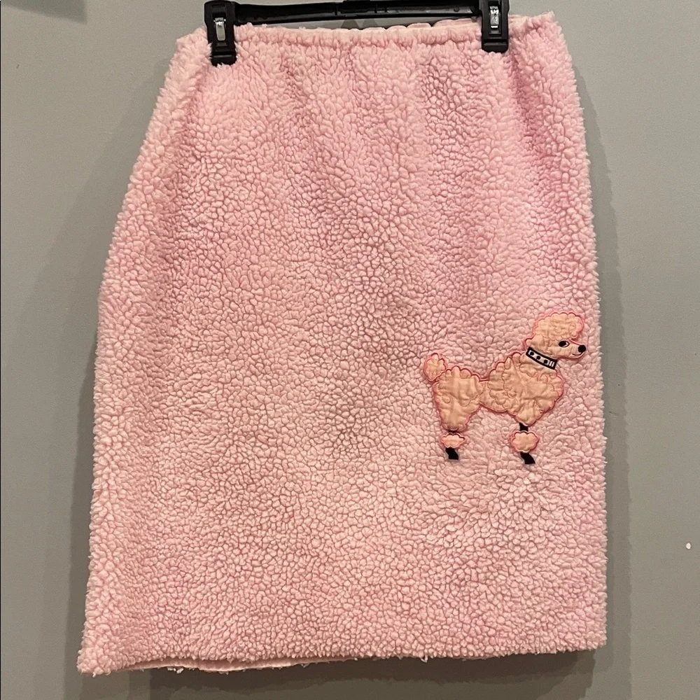 Pink Fleece Skirt with Poodle Design